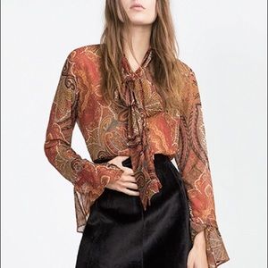 70s Inspired Paisley Print Blouse